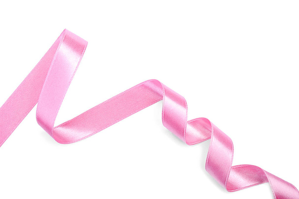 Fita rosa enrolada no fundo branco
 - Foto, Imagem