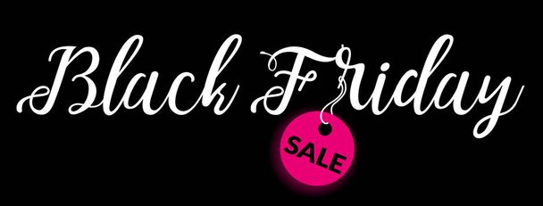 Black Friday prodej černá značka, kulatý banner, reklama, vektorové ilustrace - Vektor, obrázek