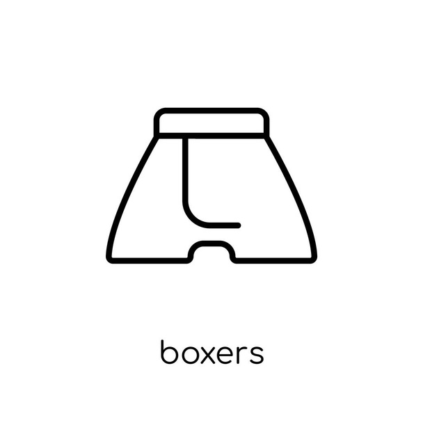 Boxer ikonra. Divatos modern lakás lineáris vektor ökölvívók ikon fehér háttér vékony vonal ruha gyűjteményből, szerkezeti vektoros illusztráció - Vektor, kép