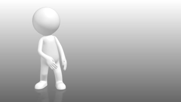 Personaje humano 3D apuntando a marcador de posición vacío con fondo blanco
 - Imágenes, Vídeo