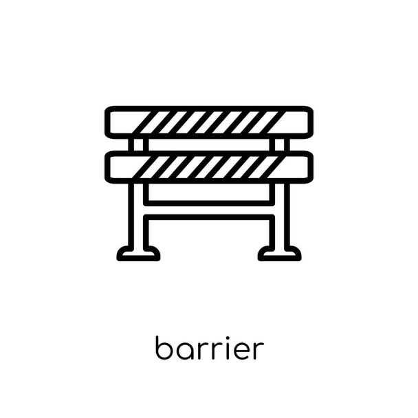 Icono de barrera. Moderno moderno vector lineal plano Icono de barrera sobre fondo blanco de línea delgada Colección de construcción, ilustración de vector de trazo de contorno editable
 - Vector, Imagen