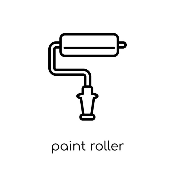 Reaint roller icon. Модный современный плоский линейный вектор Значок ролика краски на белом фоне из тонкой линии Коллекция конструкций, редактируемая векторная иллюстрация контуров
 - Вектор,изображение