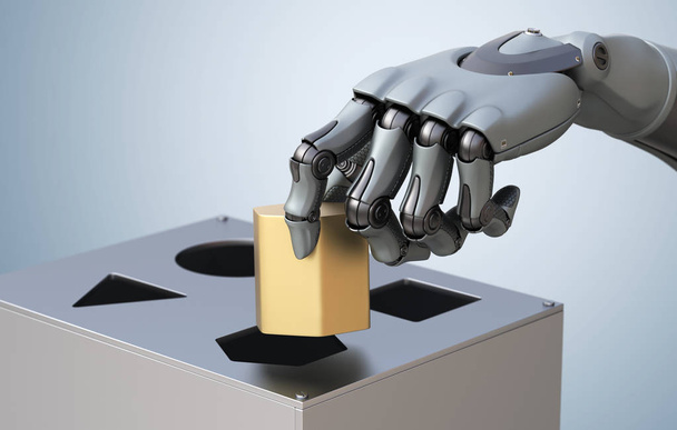 Robotic Hand with Logic Box. 3D illustration, - Photo, Image