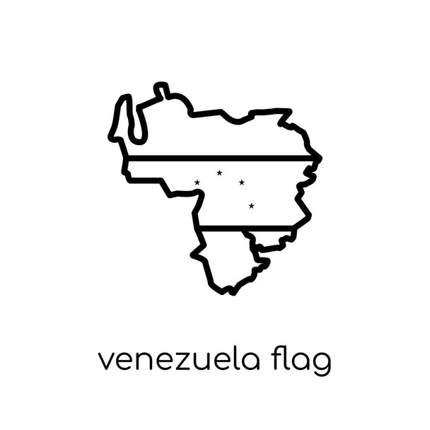 Venezuela bayrak simgesi. Modaya uygun modern düz doğrusal vektör Venezuela bayrak simgesi ince çizgi ülke bayrakları toplama, düzenlenebilir anahattı kontur vektör çizim üzerinden beyaz arka plan üzerinde - Vektör, Görsel