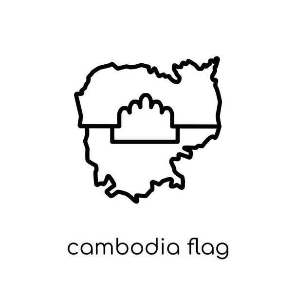 Kambodzsa zászló ikonra. Divatos modern lakás lineáris vektor Kambodzsa zászló ikonra a fehér háttér a vékony vonal ország zászlók gyűjtemény, szerkeszthető vázlatos körvonal vektoros illusztráció - Vektor, kép