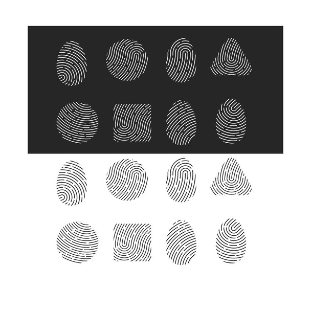 Conjunto de iconos huellas digitales negras. Ilustración vectorial
 - Vector, Imagen
