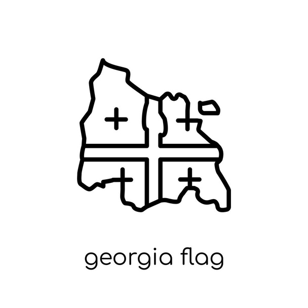 Georgia zászló ikonra. Divatos modern lakás lineáris vektor Georgia zászló ikonra a fehér háttér a vékony vonal ország zászlók gyűjtemény, szerkeszthető vázlatos körvonal vektoros illusztráció - Vektor, kép