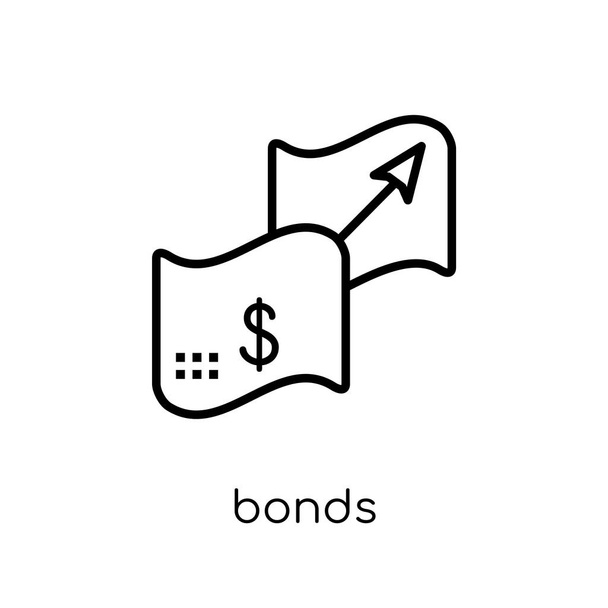 Значок облигаций. Модный современный плоский линейный вектор Значок Облигации на белом фоне из тонкой линии Криптовалютная экономика и сбор финансов, редактируемый контур векторной иллюстрации
 - Вектор,изображение