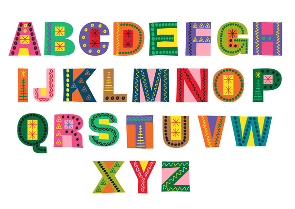 decorative colorful winter alphabet  - vector illustration, eps - Vector, Image