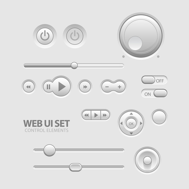 Light Web UI Elements Design Gray. - Vektor, Bild