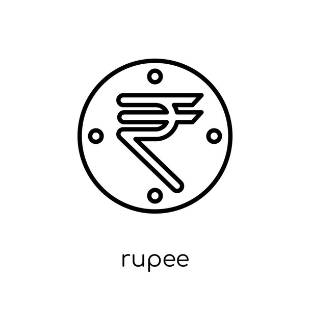 Иконка рупии. Модный современный плоский линейный вектор иконка рупии на белом фоне из тонкой линии Криптовалютная экономика и сбор финансов, редактируемый контур векторной иллюстрации
 - Вектор,изображение