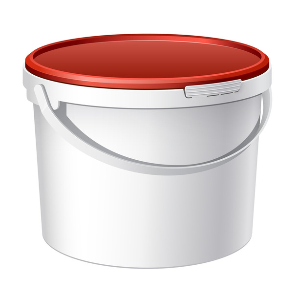 Cool Realistic White plastic bucket. Vector - Vector, imagen