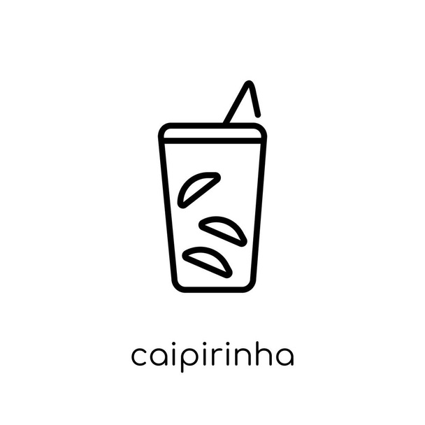 Brezilya simgesinin Caipirinha içki cam. Modaya uygun modern düz doğrusal vektör caipirinha içecek Brezilya simgesi bardak beyaz arka plan üzerinde ince satırından Brezilyalı Icons collection, Anahat vektör çizim - Vektör, Görsel