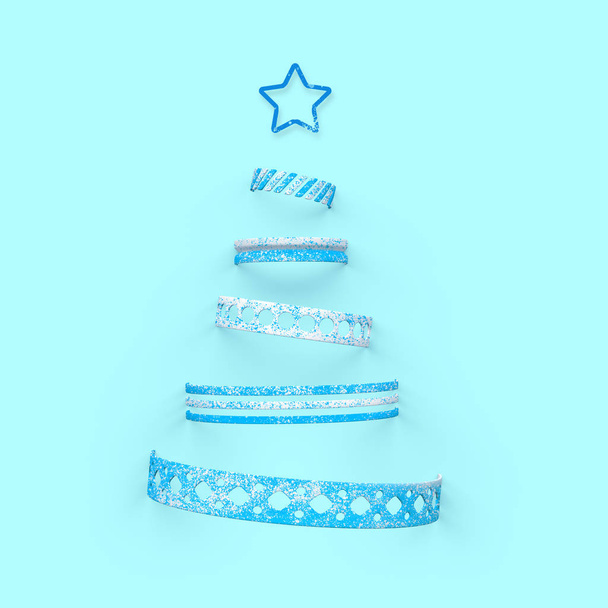 Christmass tree on blue background. 3d illustration - Photo, Image