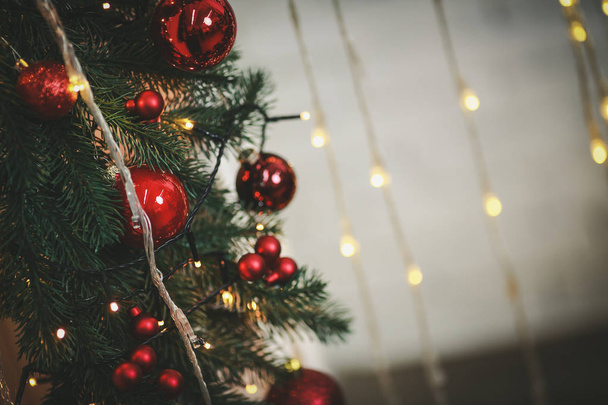 Christmas and New Year tree and decorations - Φωτογραφία, εικόνα