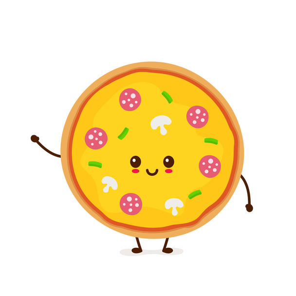 Χαριτωμένο χαμογελώντας αστείο, χαριτωμένο Πίτσα - Διάνυσμα, εικόνα