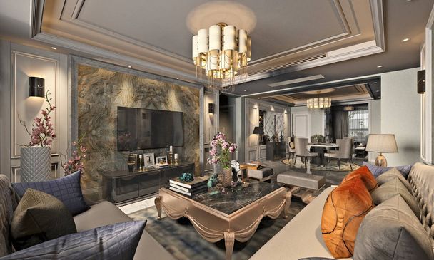 3d render home interior living room. - Foto, Imagem