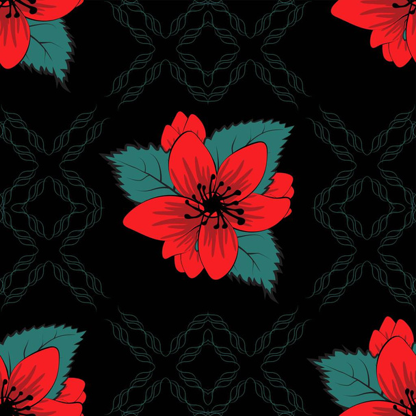 Seamless Hand Drawn Floral Pattern - Vector, Image