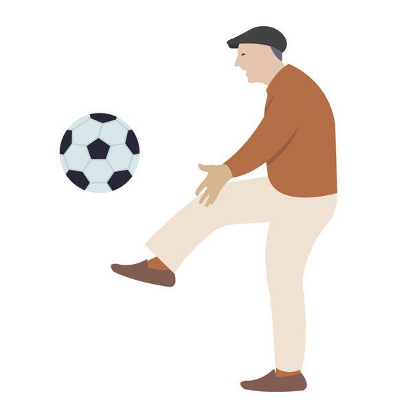 Man playing football, football player flat icon  - Vektor, Bild