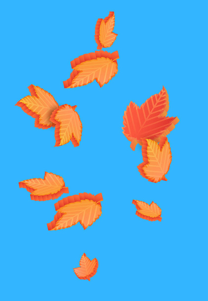 Autumn background with beautiful orange 3d leaves.  - Vector, Imagen