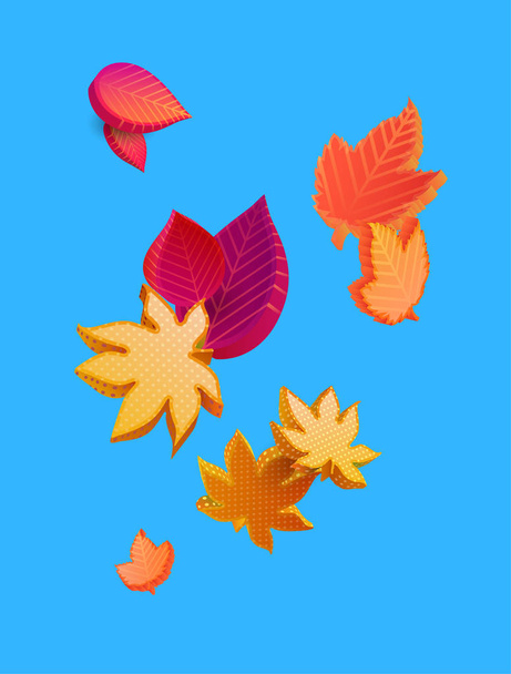 Autumn background with beautiful 3d leaves.  - Vector, Imagen