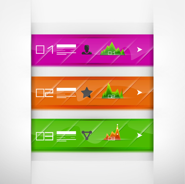 Bandeiras de infográficos de vidro
 - Vetor, Imagem