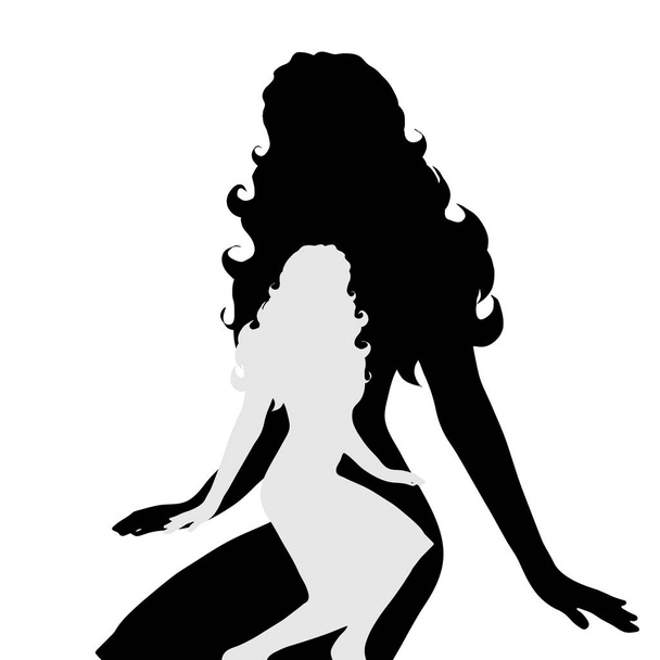 Vector silhouette of woman on white background. - Vettoriali, immagini