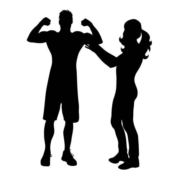 Vector silhouette of couple on white background. - Vector, Image