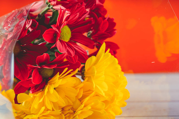 Still life of red and yellow flowers - Fotografie, Obrázek