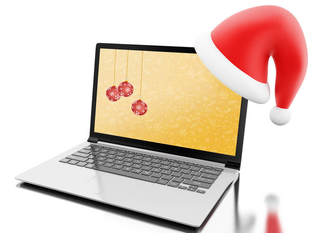 3d ilustration. Shopping online for christmas. Christmas concept. Isolated white background - Φωτογραφία, εικόνα