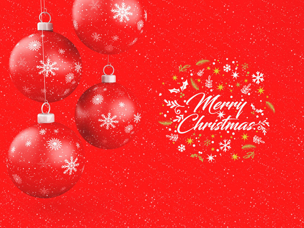 3 d イラスト。赤いクリスマス ボール。伝統的な飾り幸せな冬の休日とメリー クリスマス コンセプト. - 写真・画像