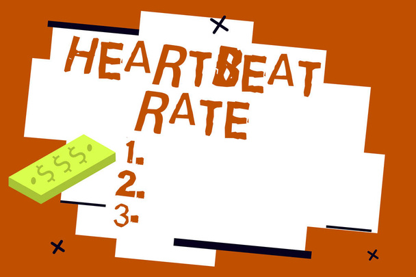 Escribiendo una nota mostrando Heartbeat Rate. Muestra de fotos de negocios medida por el número de veces que el corazón se contrae por minuto
 - Foto, imagen