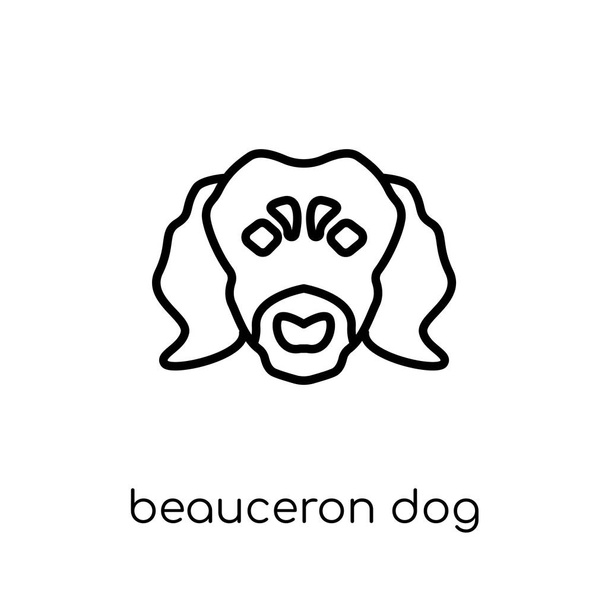Beauceron 犬のアイコン。トレンディなモダンなフラット線形ベクトル細い線犬コレクション、編集可能なアウトラインのストロークのベクトル図から白い背景の上の Beauceron 犬アイコン - ベクター画像