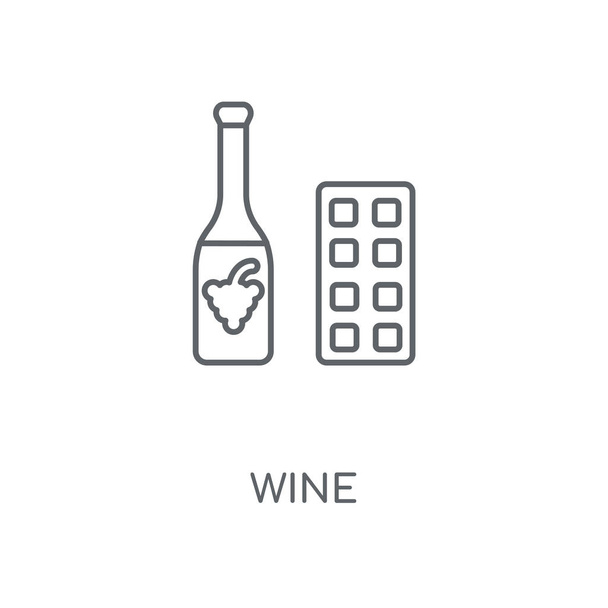 Şarap doğrusal simgesi. Şarap kavramı kontur sembolü tasarım. İnce grafik öğeleri illüstrasyon, beyaz bir arka plan, eps 10 anahat desen vektör. - Vektör, Görsel