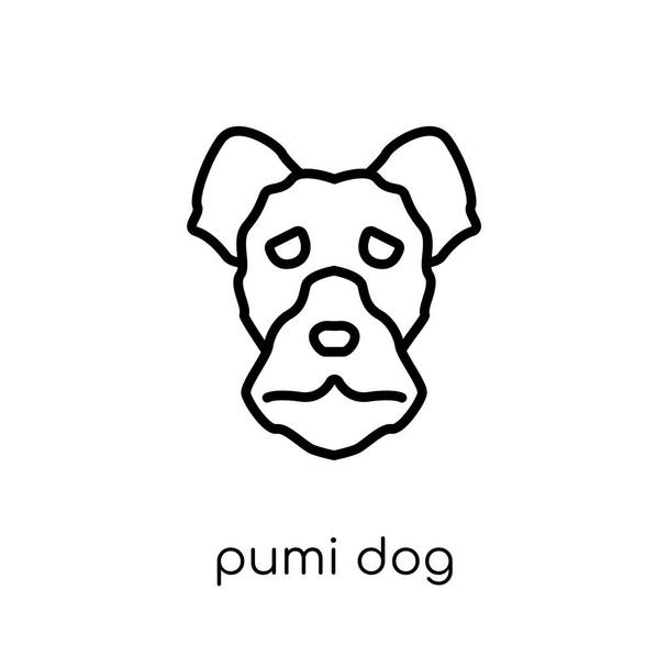 Icono del perro Pumi. Moderno moderno vector lineal plano Pumi perro icono sobre fondo blanco de la colección de perros de línea delgada, ilustración de vectores de trazo de contorno editable
 - Vector, Imagen