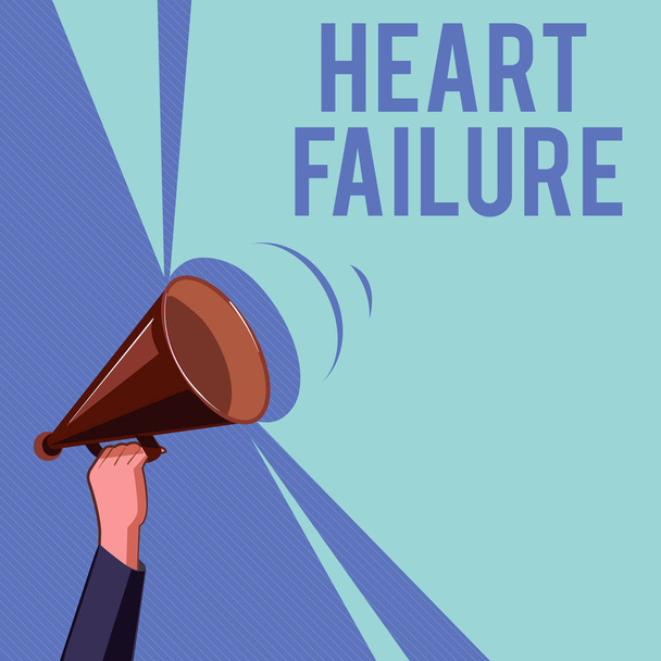 Text sign showing Heart Failure. Conceptual photo Failure of the heart to function well Unable to pump blood - Photo, Image