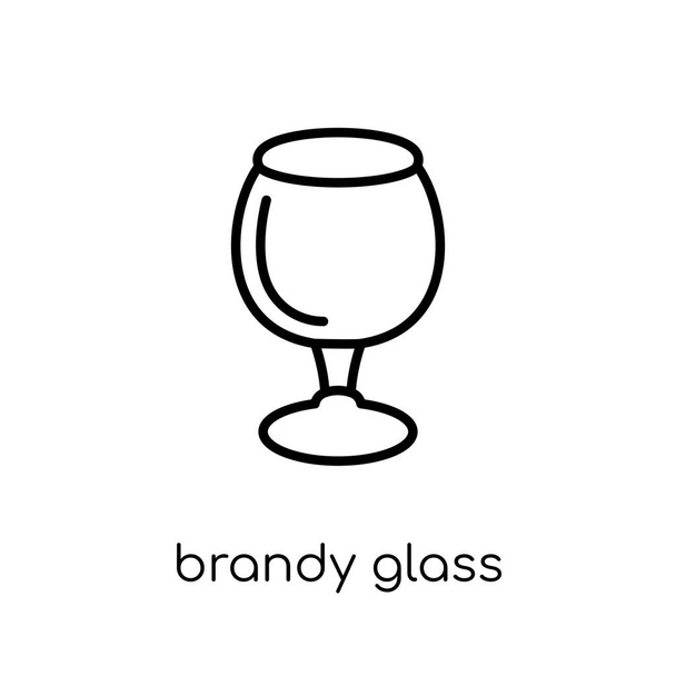 ブランデー グラスのアイコン。細い線ドリンク コレクション、概要のベクトル図から白い背景の上のモダンなフラット線形ベクトル ブランデー グラス アイコンはトレンディです - ベクター画像
