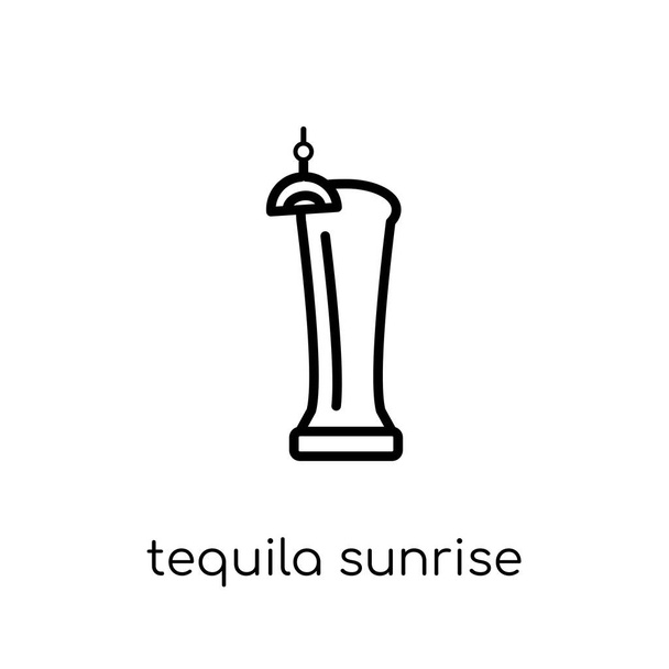 icône du lever du soleil tequila. Tendance moderne plat vecteur linéaire tequila sunrise icône sur fond blanc de la collection de boissons ligne mince, illustration vectorielle contour
 - Vecteur, image
