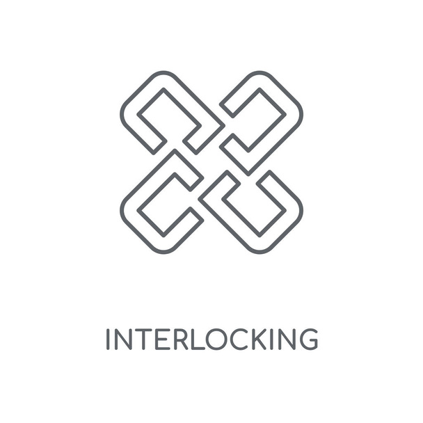 Interlocking linear icon. Interlocking concept stroke symbol design. Thin graphic elements vector illustration, outline pattern on a white background, eps 10. - Vector, Image