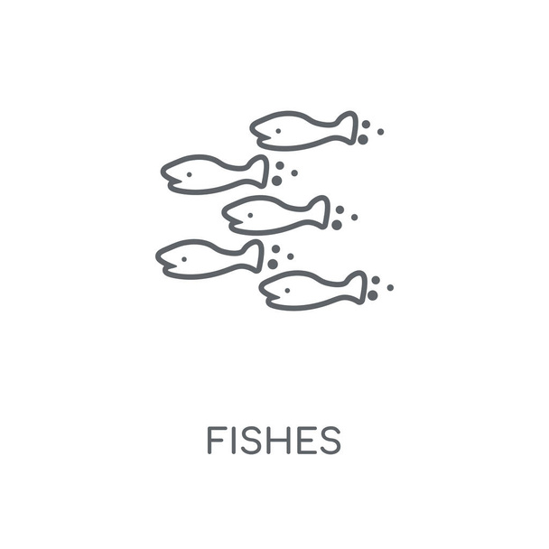 Icona lineare dei pesci. Concetto di pesce disegno simbolo corsa. Illustrazione vettoriale di elementi grafici sottili, schema di contorno su sfondo bianco, eps 10
. - Vettoriali, immagini