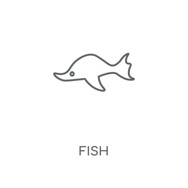 Icona lineare di pesce. Concetto di pesce tratto simbolo di design. Illustrazione vettoriale di elementi grafici sottili, schema di contorno su sfondo bianco, eps 10
. - Vettoriali, immagini