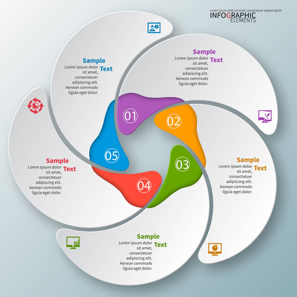vector abstract 3d paper infographic elements.Circular infographics - Wektor, obraz