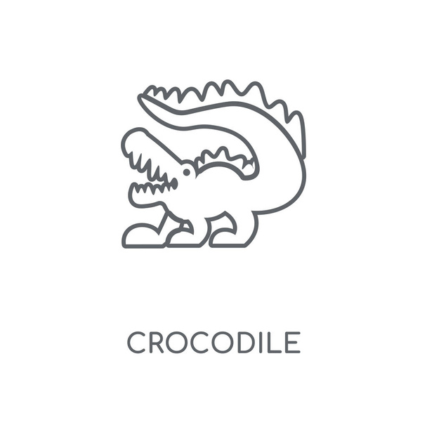 Ícone linear de crocodilo. Design de símbolo de traço de conceito de crocodilo. Elementos gráficos finos ilustração vetorial, padrão de contorno em um fundo branco, eps 10
. - Vetor, Imagem