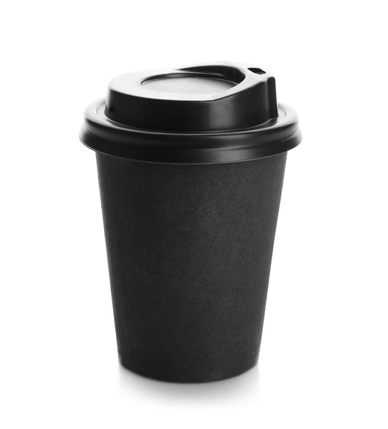 Takeaway paper coffee cup with lid on white background - Φωτογραφία, εικόνα