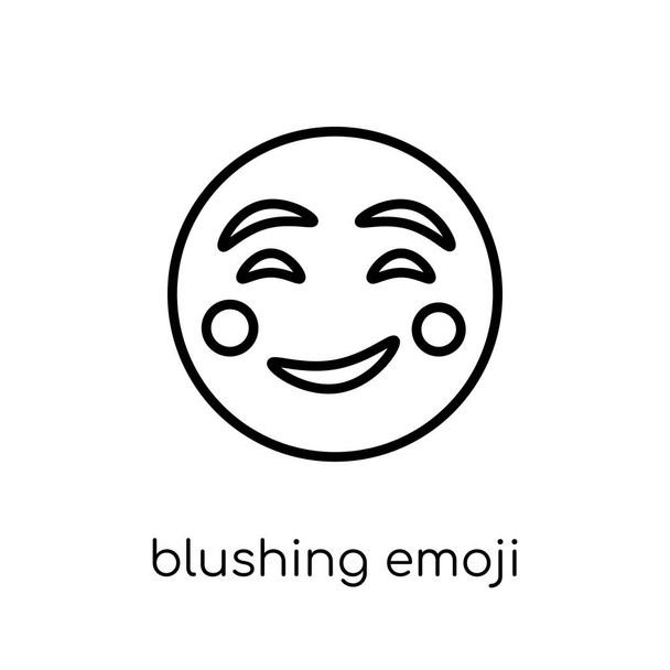 blushing emoji icon. Trendy modern flat linear vector blushing emoji icon on white background from thin line Emoji collection, outline vector illustration - Vector, Image