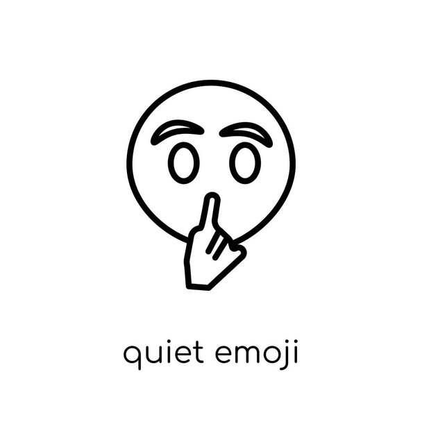 Ikony emoji cichy. Modny nowoczesny liniowych płaskich wektor cichej emoji ikony na białym tle z cienka linia Emoji kolekcji, szkic wektor ilustracja - Wektor, obraz