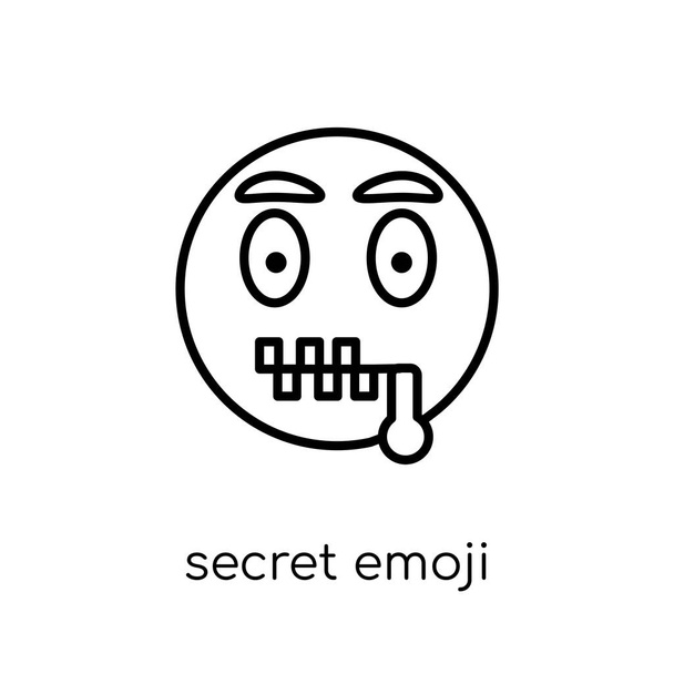 icono emoji secreto. Moderno moderno vector lineal plano secreto emoji icono sobre fondo blanco de línea delgada colección Emoji, esquema vector ilustración
 - Vector, Imagen