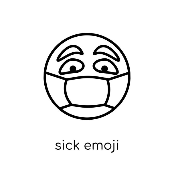 икона смайликов. Модный современный плоский линейный вектор больной смайлик на белом фоне из коллекции Emoji, набросок векторной иллюстрации
 - Вектор,изображение