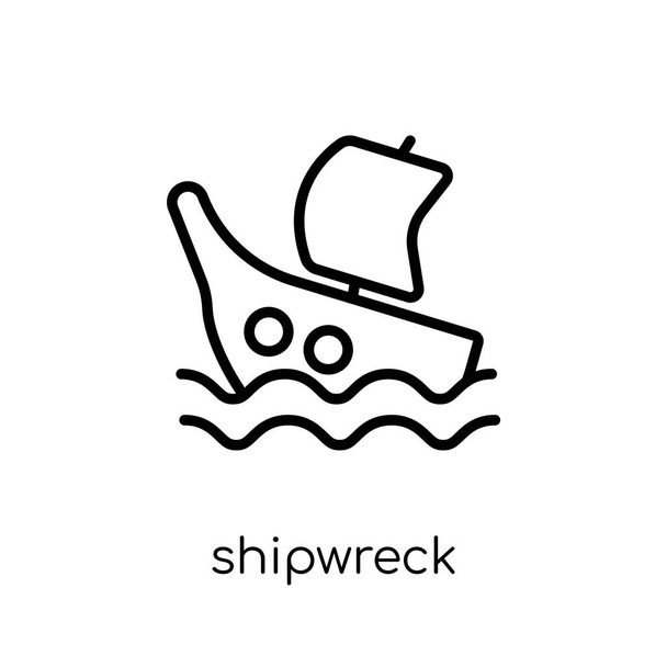 Shipwreck icon. Trendy modern flat linear vector Shipwreck icon on white background from thin line Fairy Tale collection, editable outline stroke vector illustration - Vector, Image