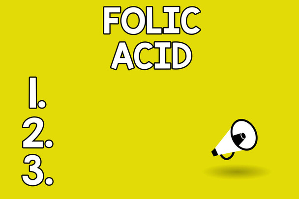 Word writing text Folic Acid. Business concept for Vitamin required for normal production of red blood cells - Photo, Image